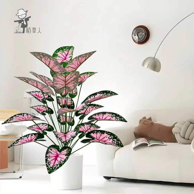 Cross-Border Nordic Style Artificial Green Plant Simulation Caladium Potted Fake Plant Decoration Wedding Pink Landscaping