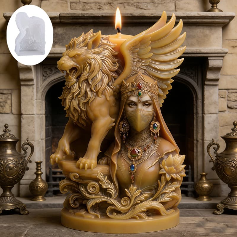 Sanxin 3D Lion Wing Veiled Woman Candle Silicone Mold DIY Epoxy Resin Mold Aromatherapy Candle Plaster Mold