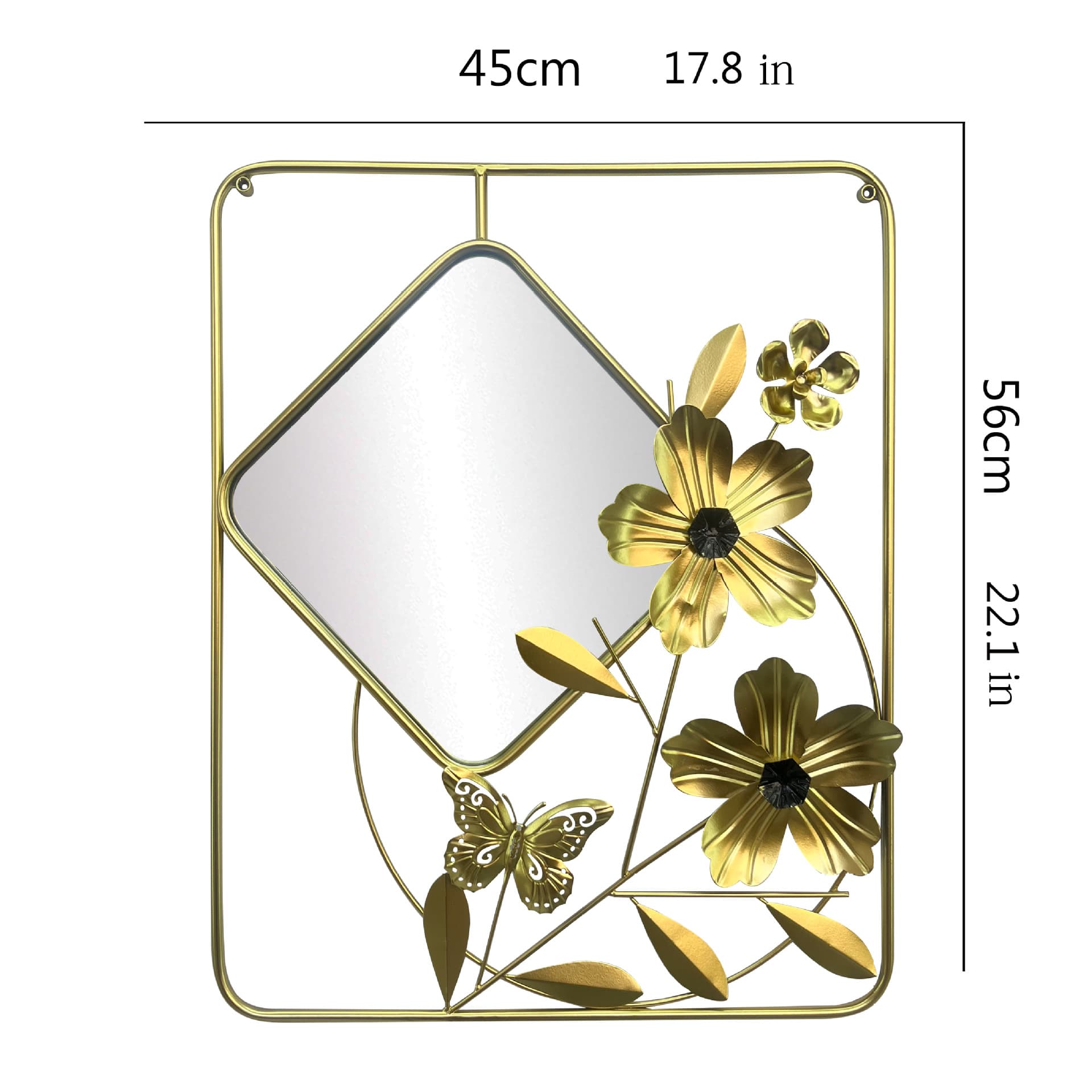 45*56CM light luxury iron art living room mirror wall decoration background wall creative bedroom metal Nordic decoration wall hanging