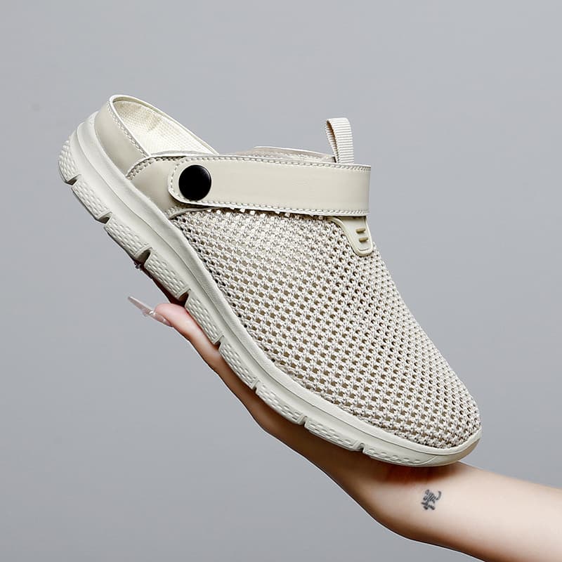 Cross-border spring and autumn large size Baotou half slippers for women to wear flat-soled couple lazy shoes outdoor lightweight men's and women's sandals and slippers