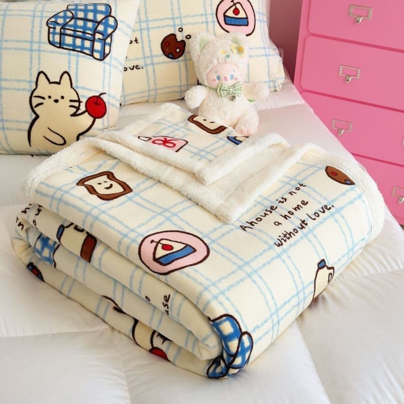 Winter thickened lamb fleece milk velvet blanket for office naps, plush shawl, sofa throw, small comforter