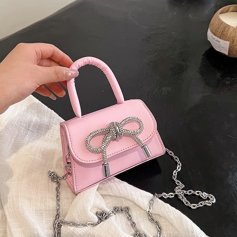 Mini Handbag for Women 2025 Spring New Trendy Heart-shaped Bow Chain Single Shoulder Crossbody Bag