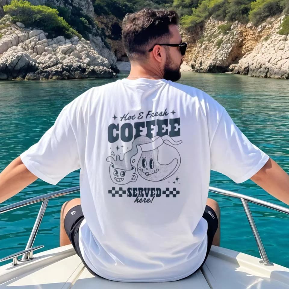 Hot and Fresh Coffee Funny Meme T-Shirt for Men and Women Retro Casual
