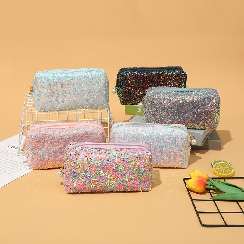 New style ins style sequined large-capacity cosmetic bag with high-value stars’ same style portable colorful mommy storage bag