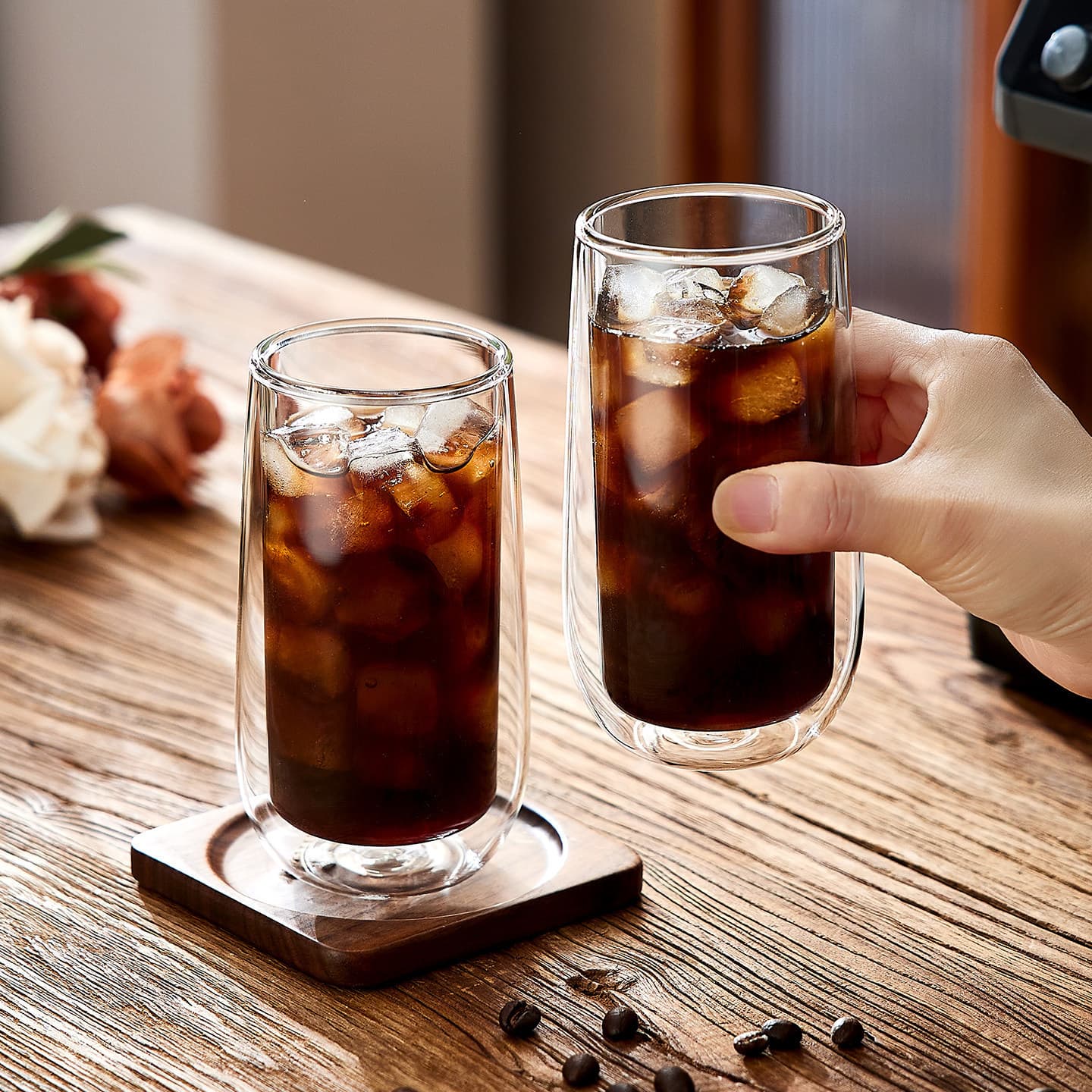 Double-Wall Glass Coffee Cup, Transparent Insulated Drinking Cup for Home, Men and Women, Iced Americano Latte Cup, Premium Quality