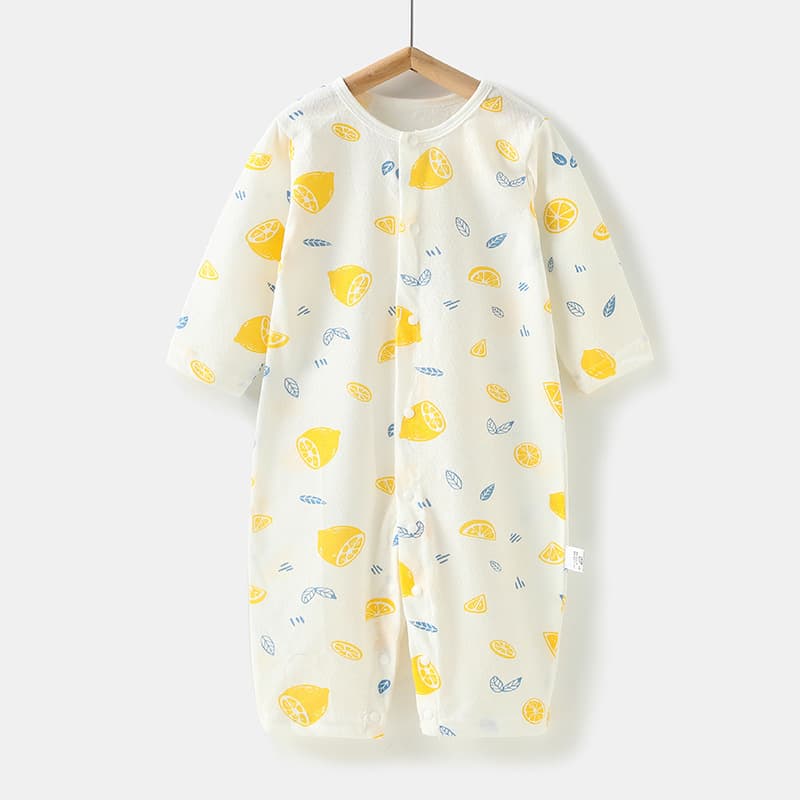 Baby Romper Summer Thin Set Cotton Air Conditioning Sleepwear Newborn Boy Summer Long Sleeve Bodysuit