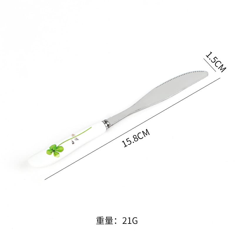Mingrui Stainless Steel Mooncake Knife and Fork Set with Wooden and Ceramic Handles, Western Dessert Knife, Fruit Picks, Cake Knife and Fork Set