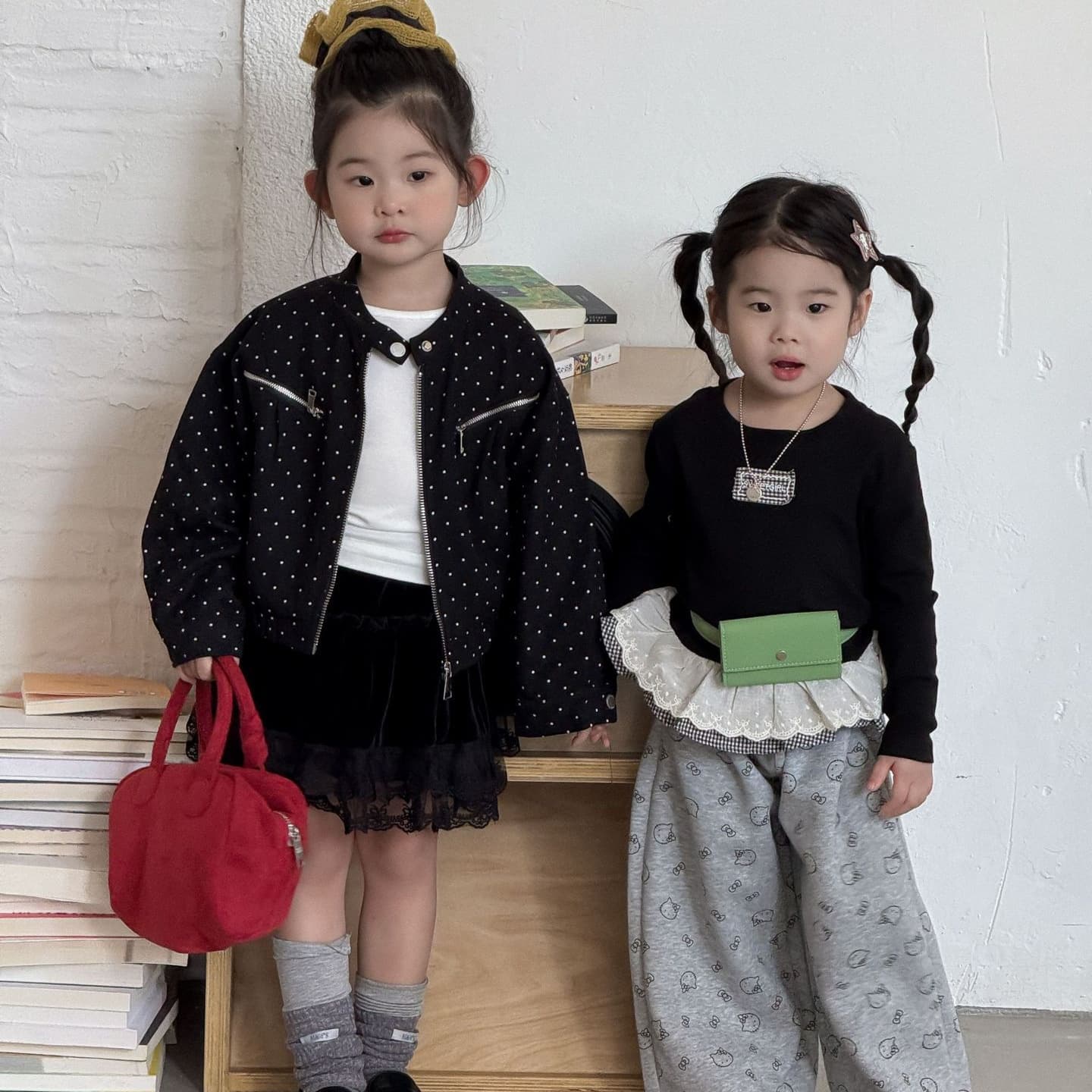 2025 Autumn New Children's Clothing Korean Style Girls Polka Dot Round Neck Coat Kids Fall Jacket