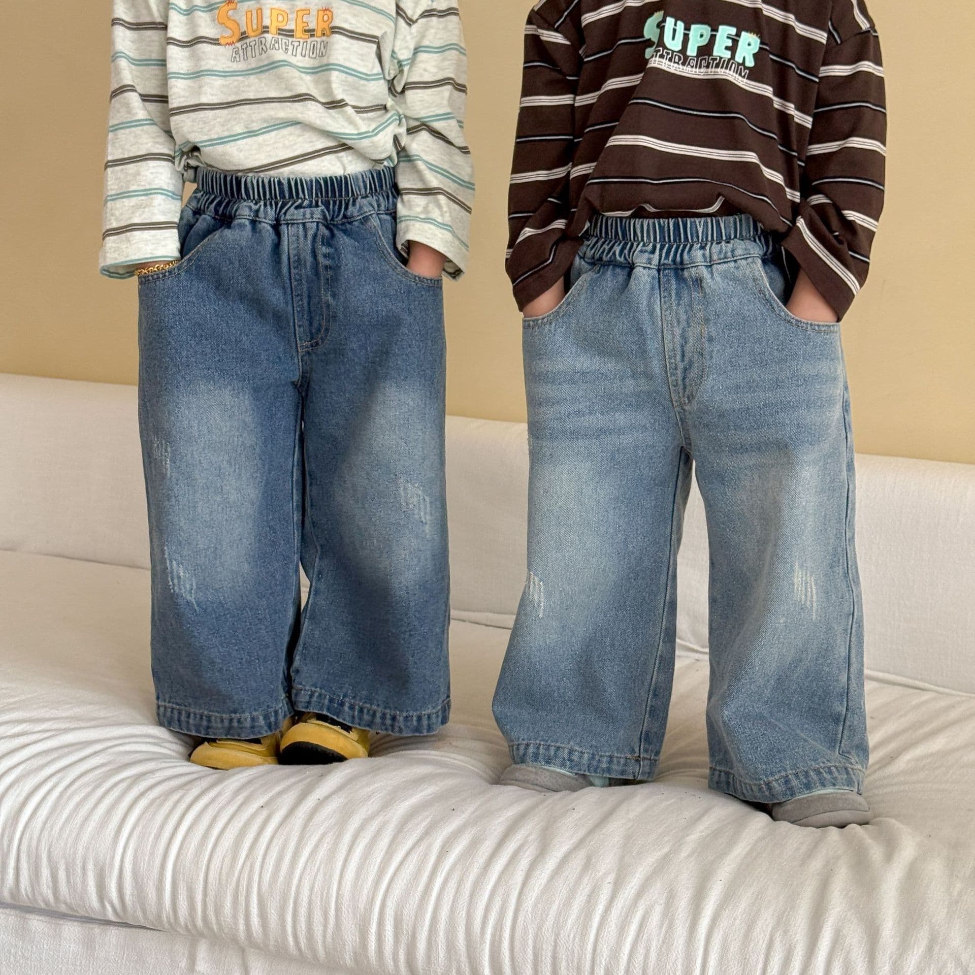 Children's Denim Pants Loose Fit Girls Wide Leg Pants Boys Autumn 2026 New Spring Autumn Casual Baby Long Pants