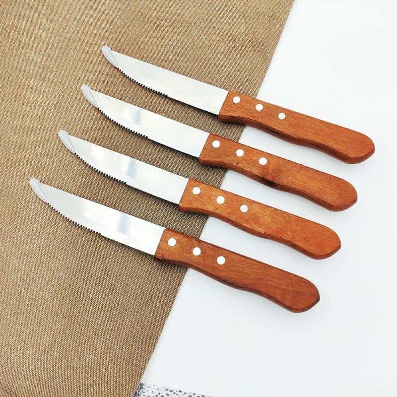 Steak Knife Serrated Knife Stainless Steel Western Food Knife Stainless Steel Wooden Handle Steak Knife BBQ Knife Small Knife