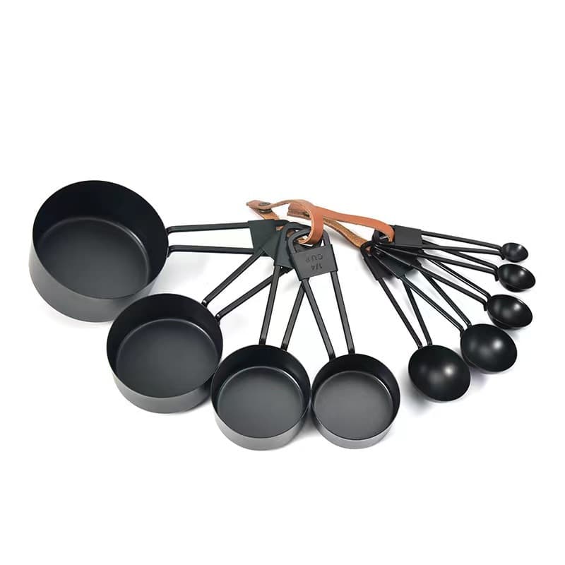 Titanium Coated Stainless Steel Coffee Measuring Cups And Spoons Set of 9 Gold Color Baking Tools Modern Simple Style