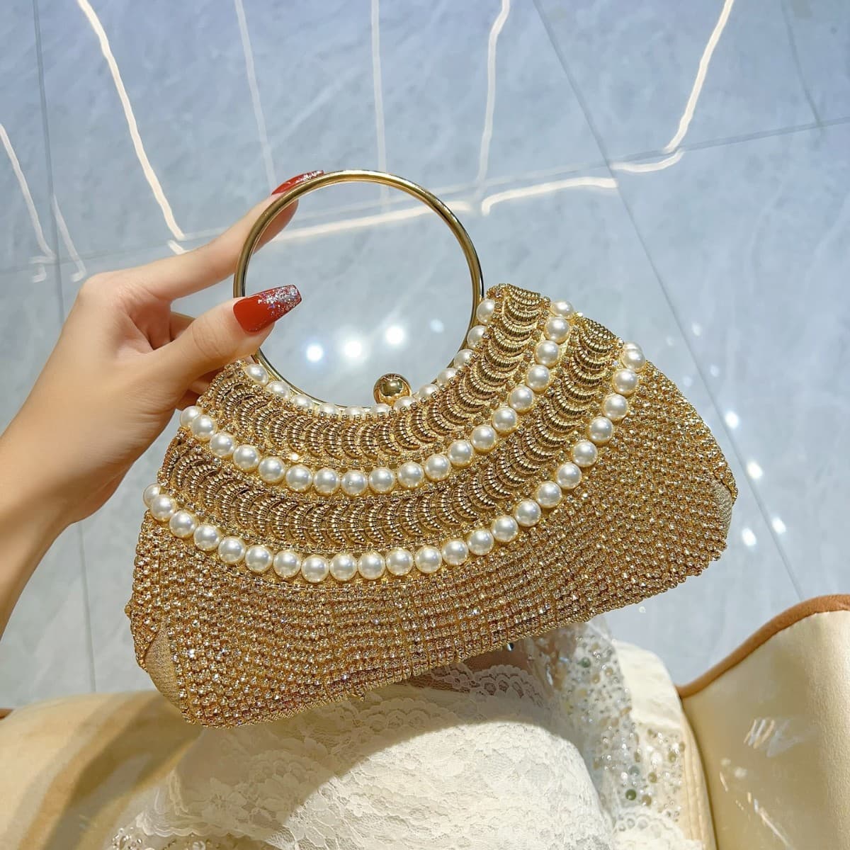 Silver Shiny Luxury Tassel Sequin Patchwork Beaded Clutch Evening Bag Women Fashion Elegance Dinner Bag Glittering Party Purse