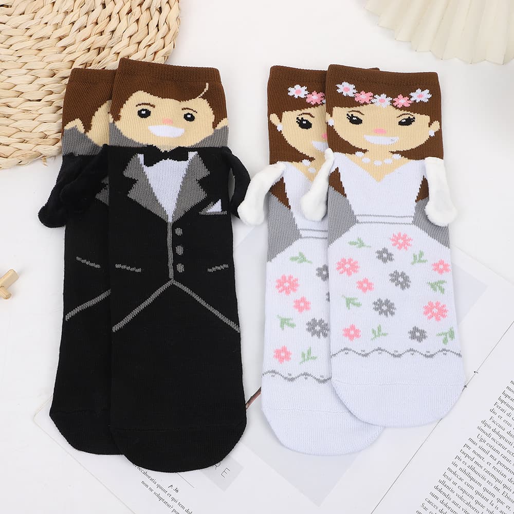 Wedding Set Socks Bride and Groom Socks Couple Socks Wedding Gift Socks Valentine's Day Mid-Calf Cotton Socks