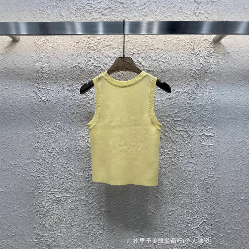2025 Summer New Heavy-Duty 3D Sequin Letter Hot Fix Rhinestone Slimming Curved Bead Vest Women's