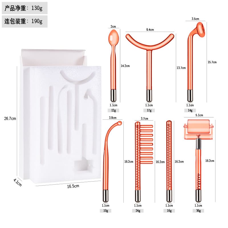 High frequency electrotherapy instrument beauty instrument accessories red light purple light blue light electrotherapy rod electrotherapy comb glass tube accessories