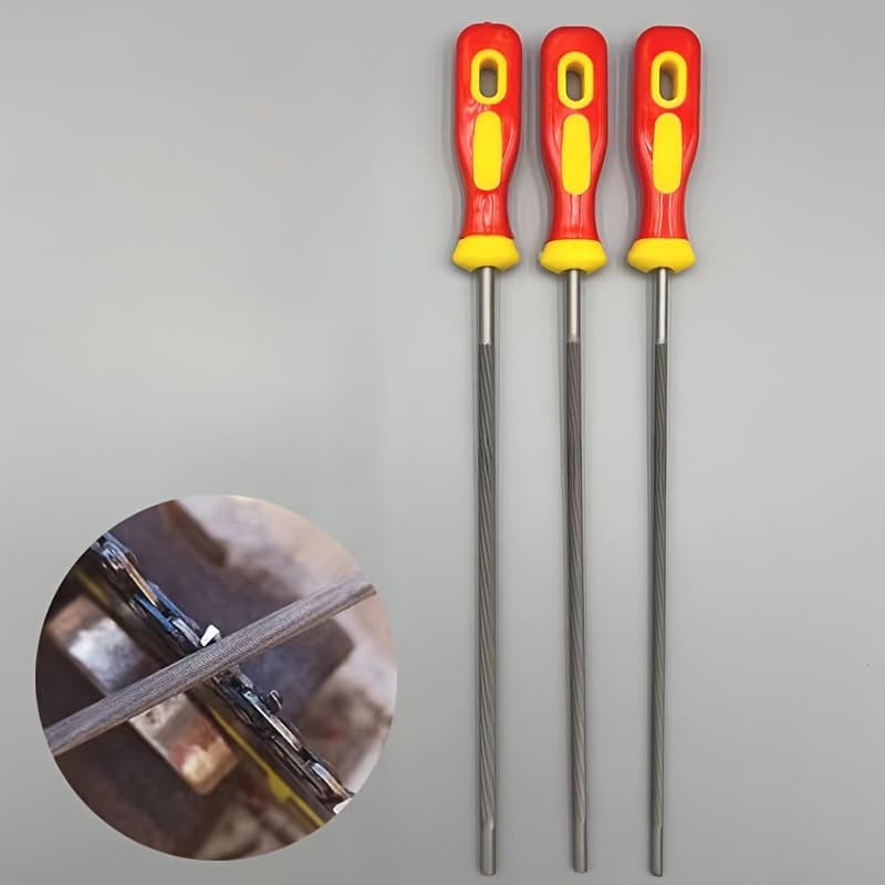 Chainsaw File with Handle 4.0/4.8/5.5mm Electric Chainsaw Small Round File Chainsaw Accessories