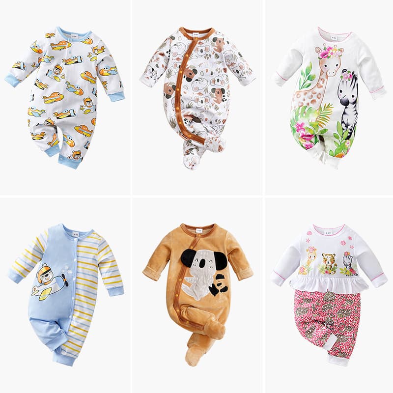 Baby Long Sleeve Romper Two-piece Set Autumn Newborn Onesie Ins Style Boys Girls Baby Clothes Set Export