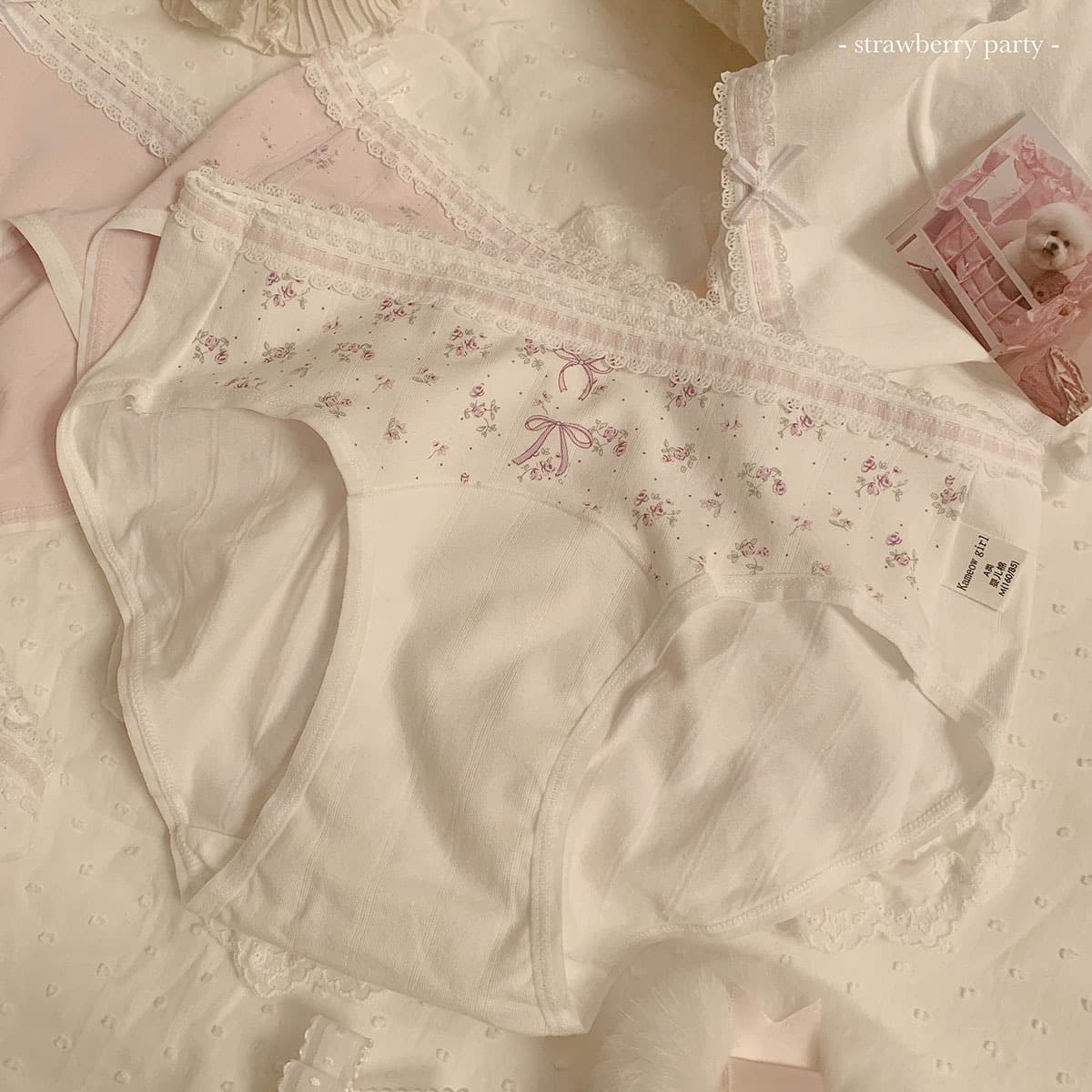 Sweet Strawberry Party 10A Antibacterial Extended Crotch Women's Panties 2025 New Style