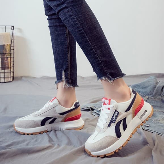 New Women's Casual Shoes Unisex Waffle Sneakers Korean Style Dad White Shoes Breathable Sports Casual Shoes