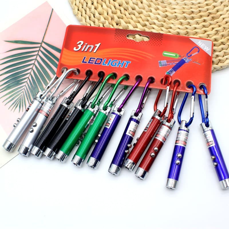 Carabiner small flashlight three-in-one laser flashlight UV fluorescent agent detection currency detector lamp LED lighting