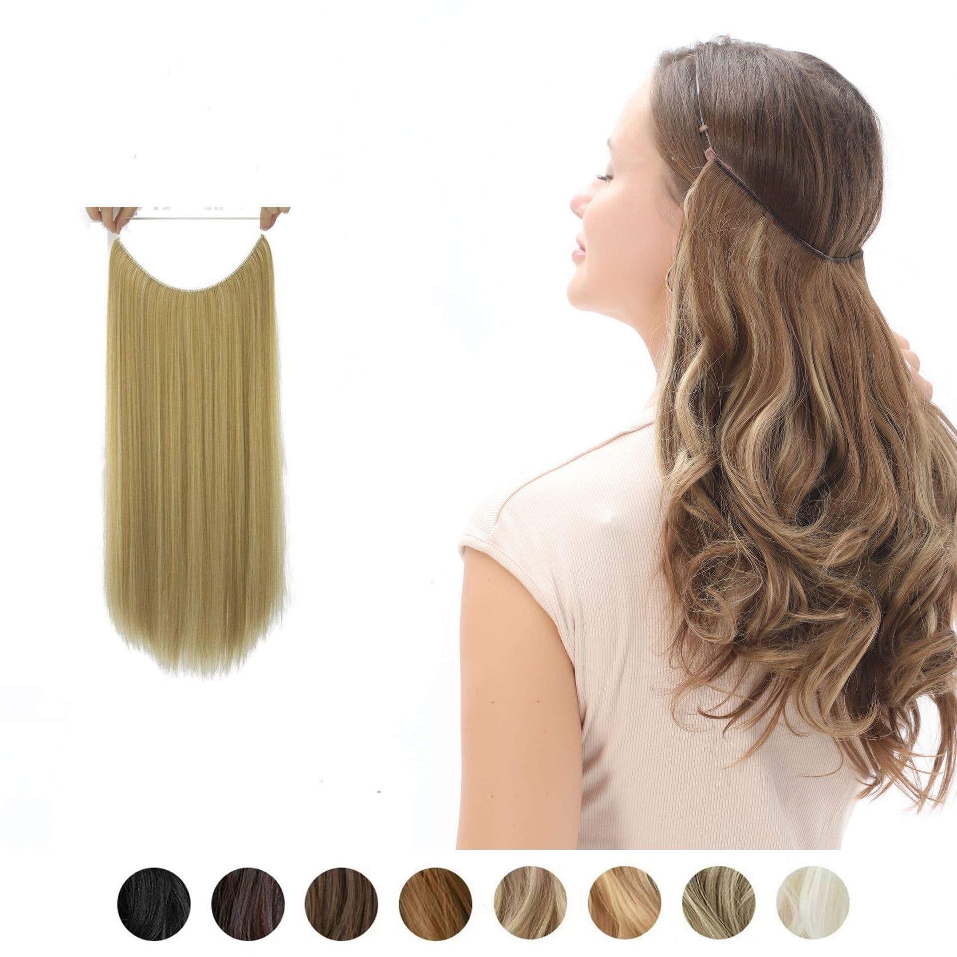 Xuchang European and American Wig Hair Extension Weft Fishing Line Synthetic Fiber Matte High Temperature Silk Long Curly Straight Hair Hairpiece
