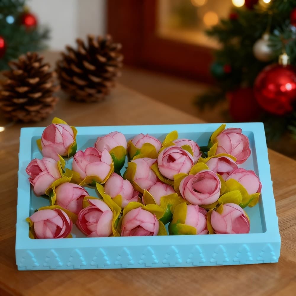 S2184 Rectangular Christmas Tree Tray Dessert Decoration Cement Plaster Mold DIY Silicone Mold Plaster