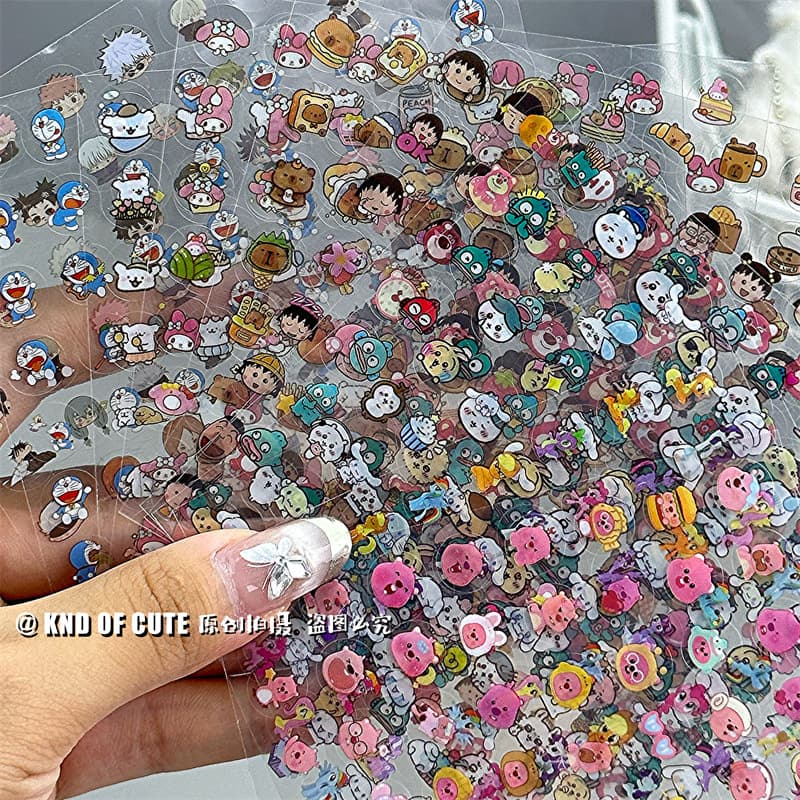 Cartoon high-value Ins-style creative transparent stickers for students' crafts and journaling, DIY stickers wholesale
