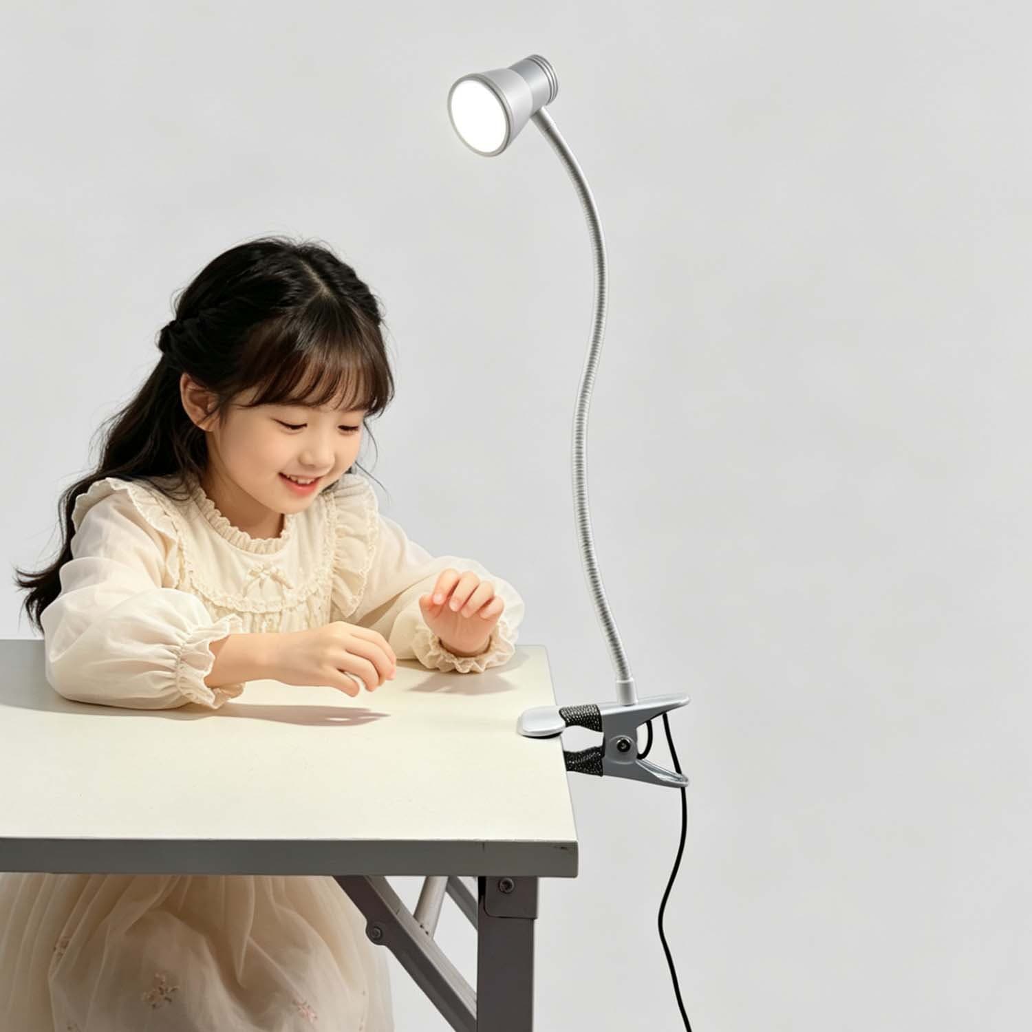 Cross-border USB clip-on reading desk lamp, warm and cold light, multi-level dimming, student desk, bedside clip, night light, in stock
