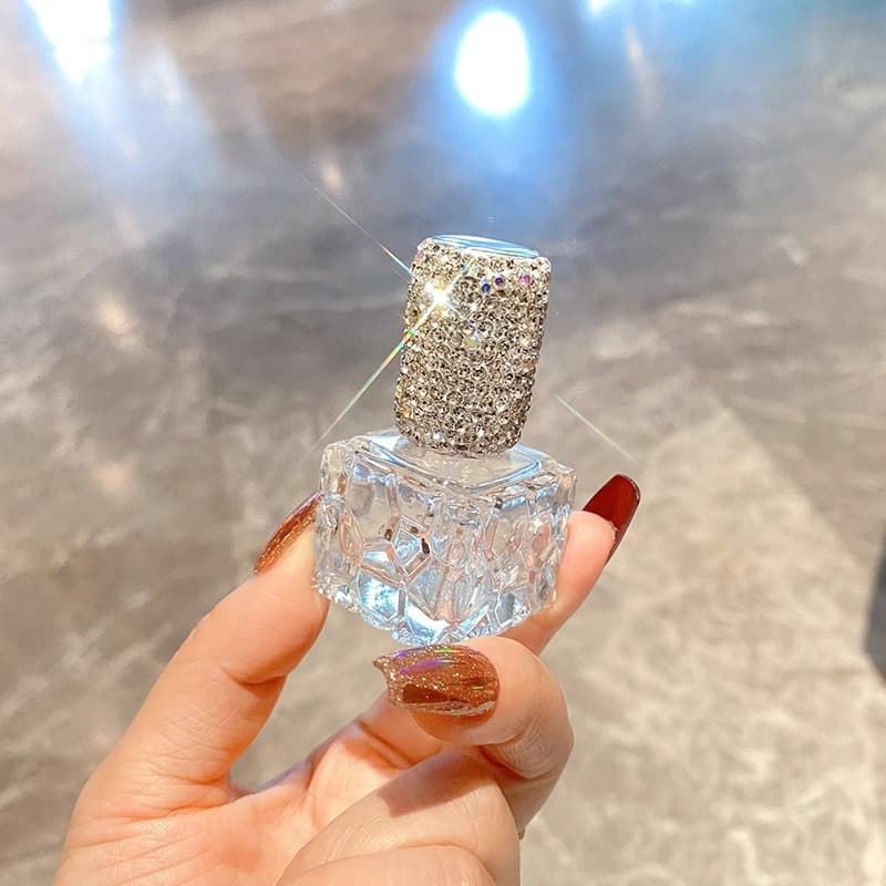 Rhinestone 10ml Glass Perfume Spray Bottle Screw Neck Water Cube Toner Sample Refillable Empty Bottle Travel Portable
