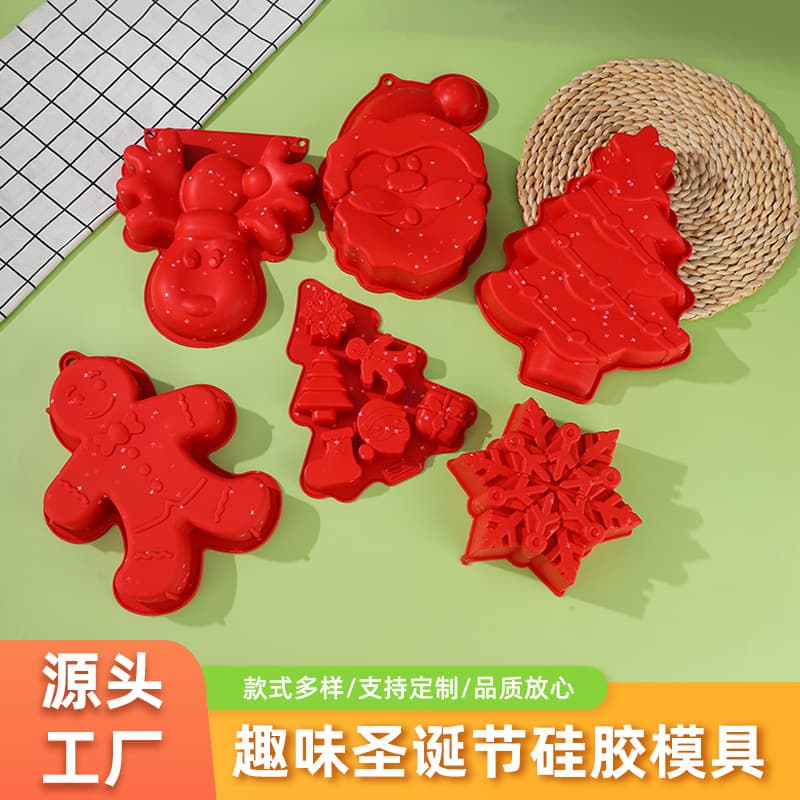 Cross-border Christmas Chocolate Mold Silicone Cake Mold Christmas Tree Santa Claus Chocolate Silicone Mold