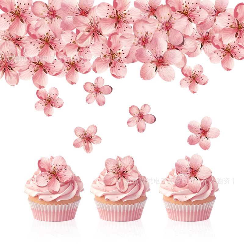 Edible Rice Paper Flower Cake Decoration, Sakura Rice Paper for Kitchen Plating and Baking Decoration