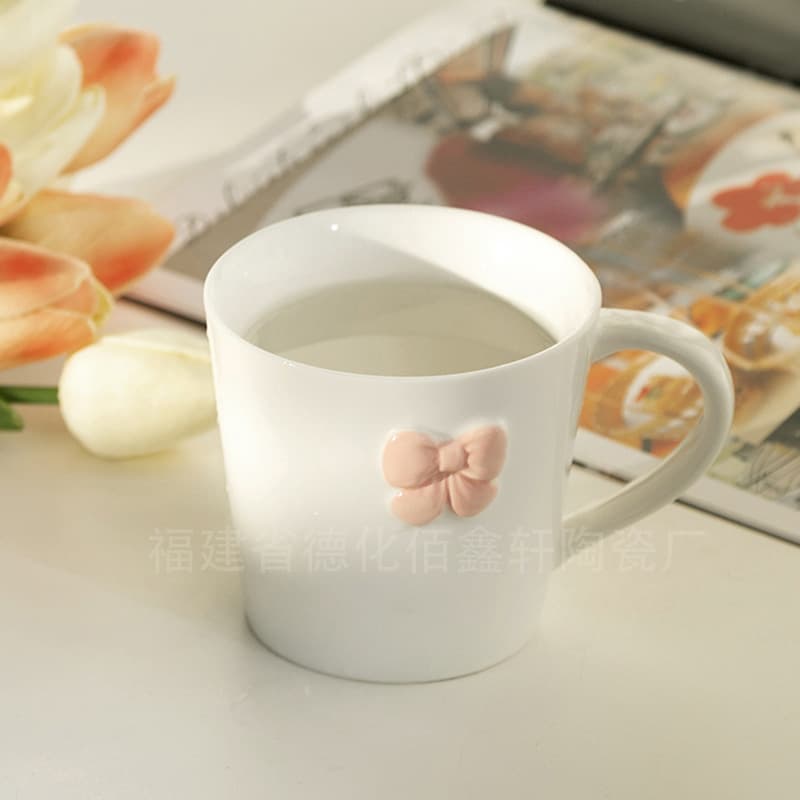 Amazon Cross-Border Creative Bow Ceramic Mug Bow Home Decoration Ornaments Gift Coffee Cup