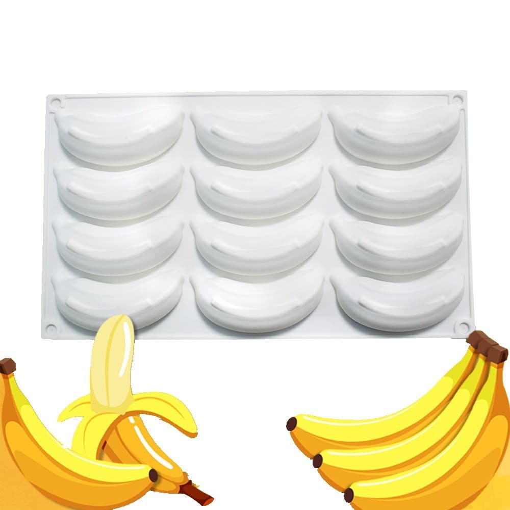 12-Piece Banana Mousse Cake Mold DIY Baking Chocolate Fondant Mold Ice Cream Pudding Jelly Silicone Mold