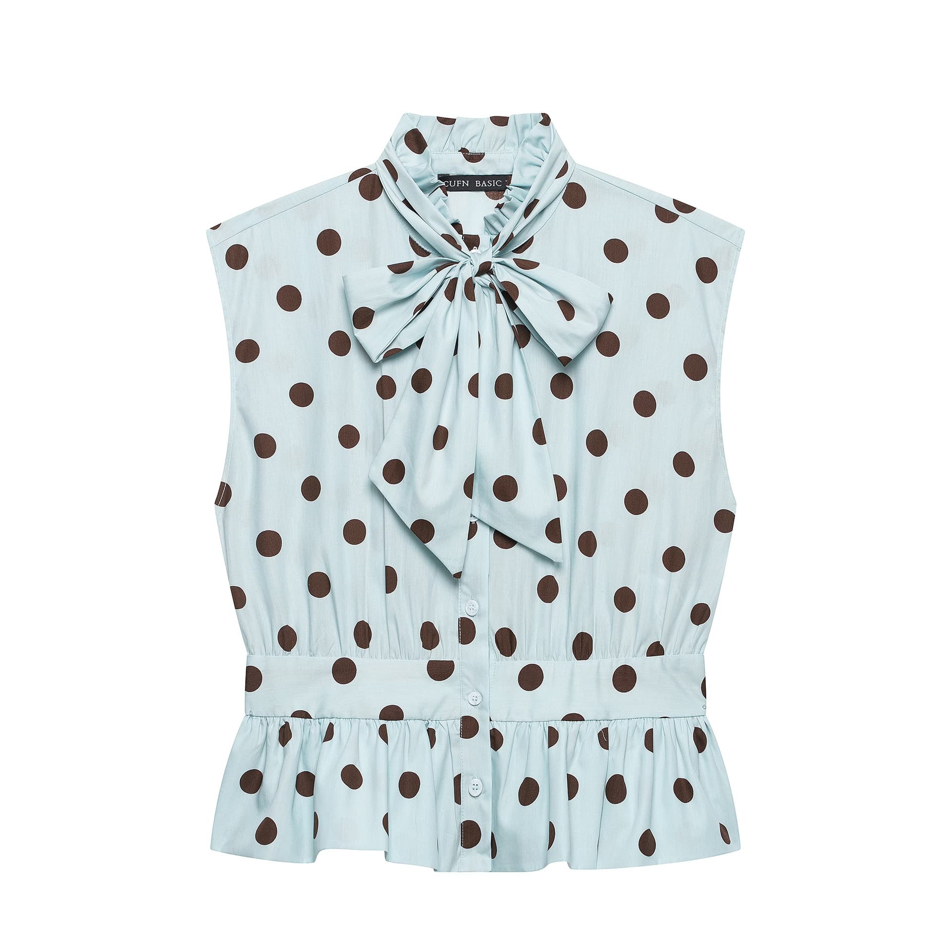 2026 European and American Style Summer Women's Polka Dot Bow Tie Sleeveless Blouse 26383