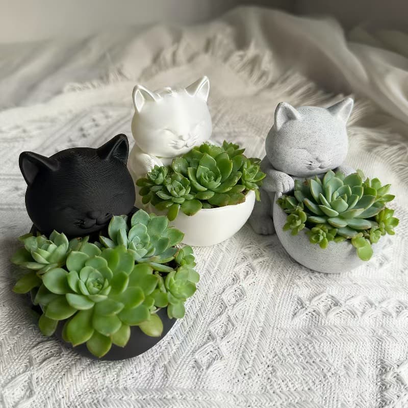 Cross-border 3D printed cute cat succulent flower pot, three-dimensional cat-shaped plant for planting small plants, a must-have for cat lovers