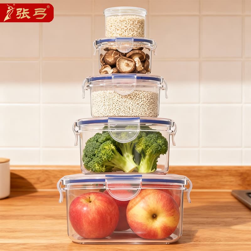 Plastic crisper set food classification 5-piece oven microwave suitable food sealing box fruit lunch box