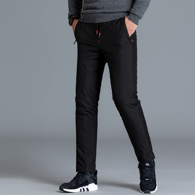 Detachable down pants for women, winter windproof, two-way wear, fleece-lined, thickened, high-waisted, warm pants, fashionable plus size, white duck down, black.