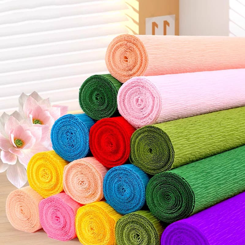 Crepe paper crimped edge paper for handmade flower folding, DIY crafting paper for kindergarten decoration and rose folding
