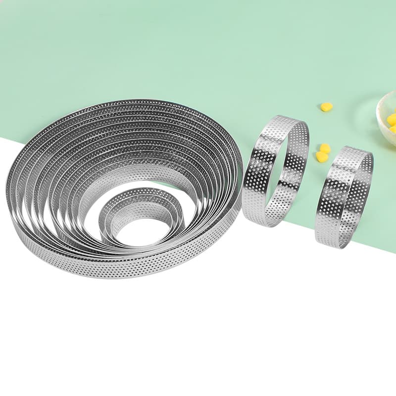 430 Stainless Steel Round French Perforated Tower Ring Fruit Tart Ring Tart Mold Mousse Ring Cheese Mold