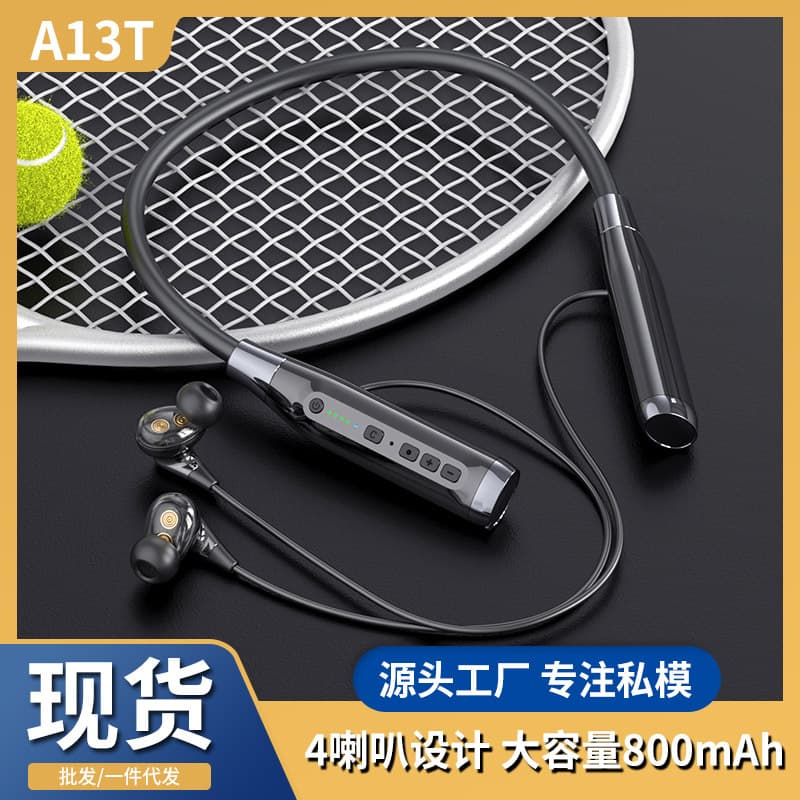 A13T Four-Speaker Bluetooth Neckband Earphones New Private Mold Cross-Border Hot Selling Wireless In-Ear Sports Bluetooth