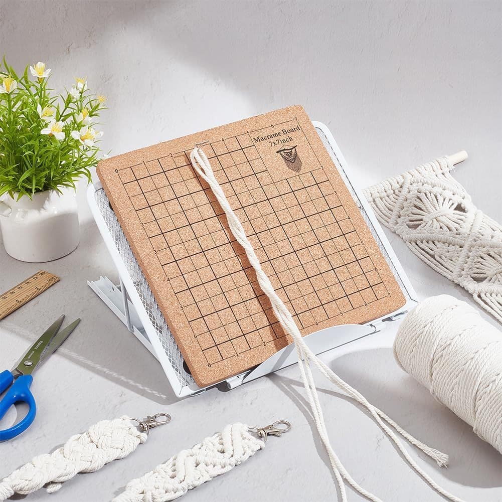 Macrame Square Cushion Board DIY Yarn Cotton Rope Weaving Board Cork Board 53PCS