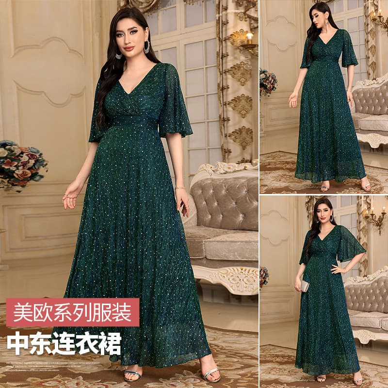 Cross-border trade European and American women's luxury evening gowns, elegant sequin women's party dress wholesale
