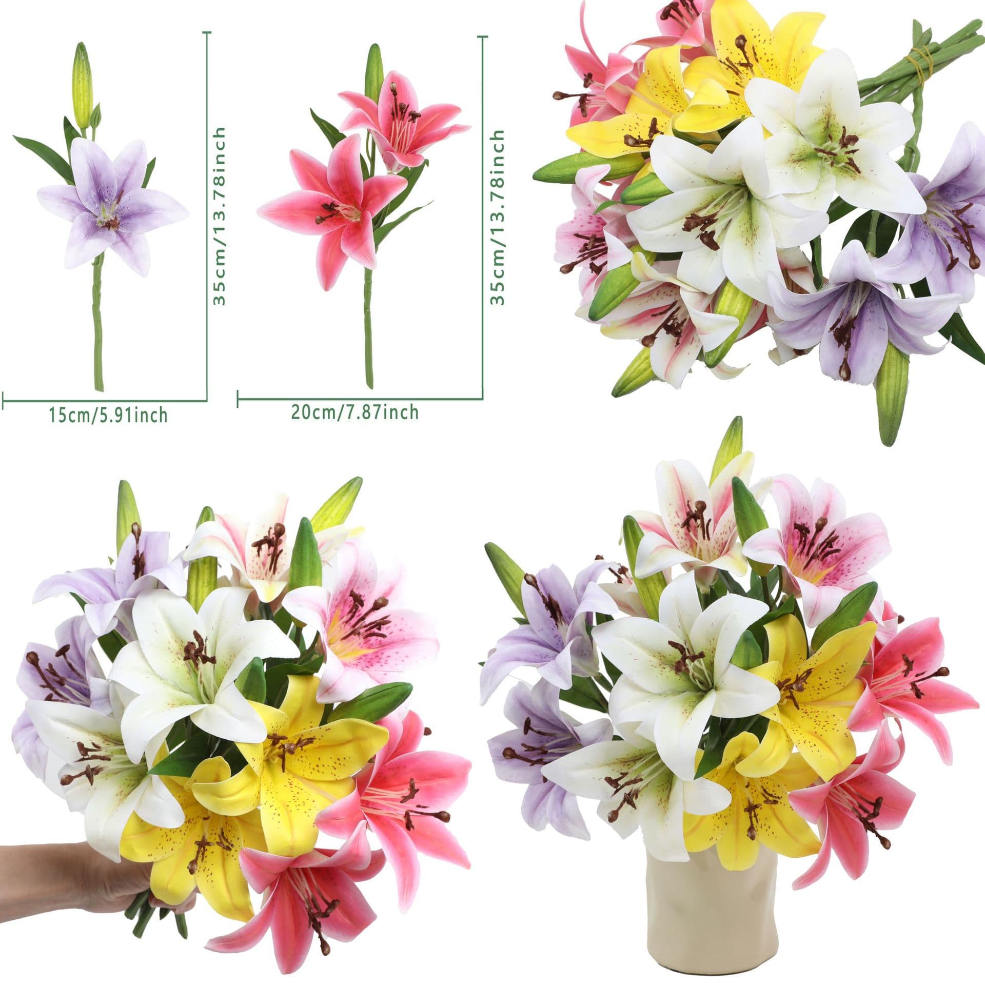 Single Artificial Lily Flower for Home Living Room Table Floral Arrangement Wedding Aisle Decoration Fake Flower Wholesale