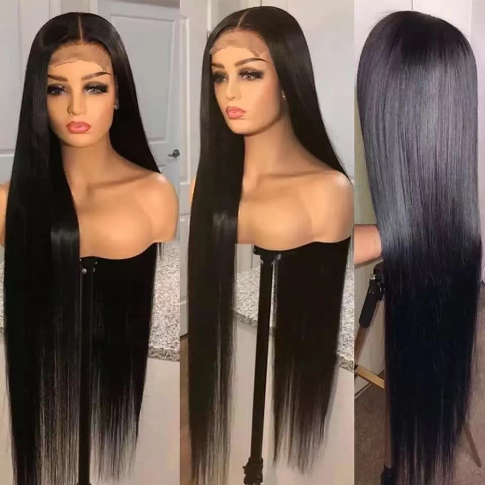 Lace Front Wig for European and American Women, Long Hair with Air Bangs, Lace Long Straight Synthetic Hair Wig, In Stock for Dropshipping
