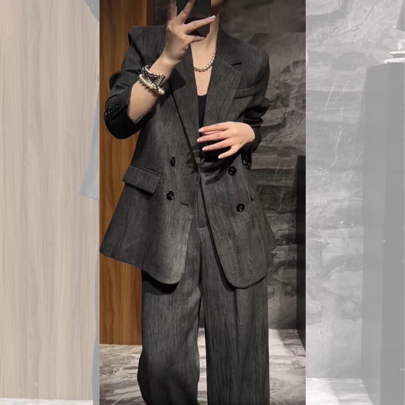 Plus Size Women's Suit Set (2765) - Commuting Professional Style, Wide-Leg Pants, Suit Jacket, Early Spring Fashionable and Mature Style