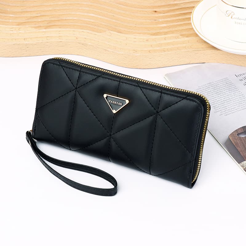 Source Factory In-Stock Women's Long Wallet Large Capacity Diamond Quilted Card Holder Premium Multi-Layer Phone Wallet for Women