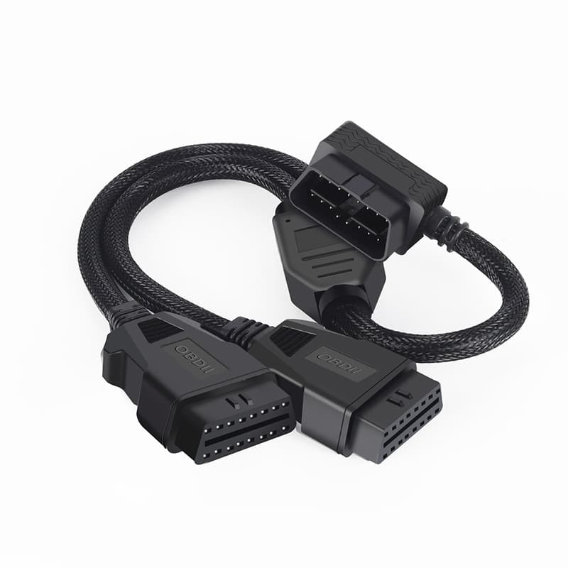 OBD2 Y-Splitter Extension Cable Male to Female 16-Pin Fully Powered Diagnostic Tool Connection Adapter for Cars and Trucks