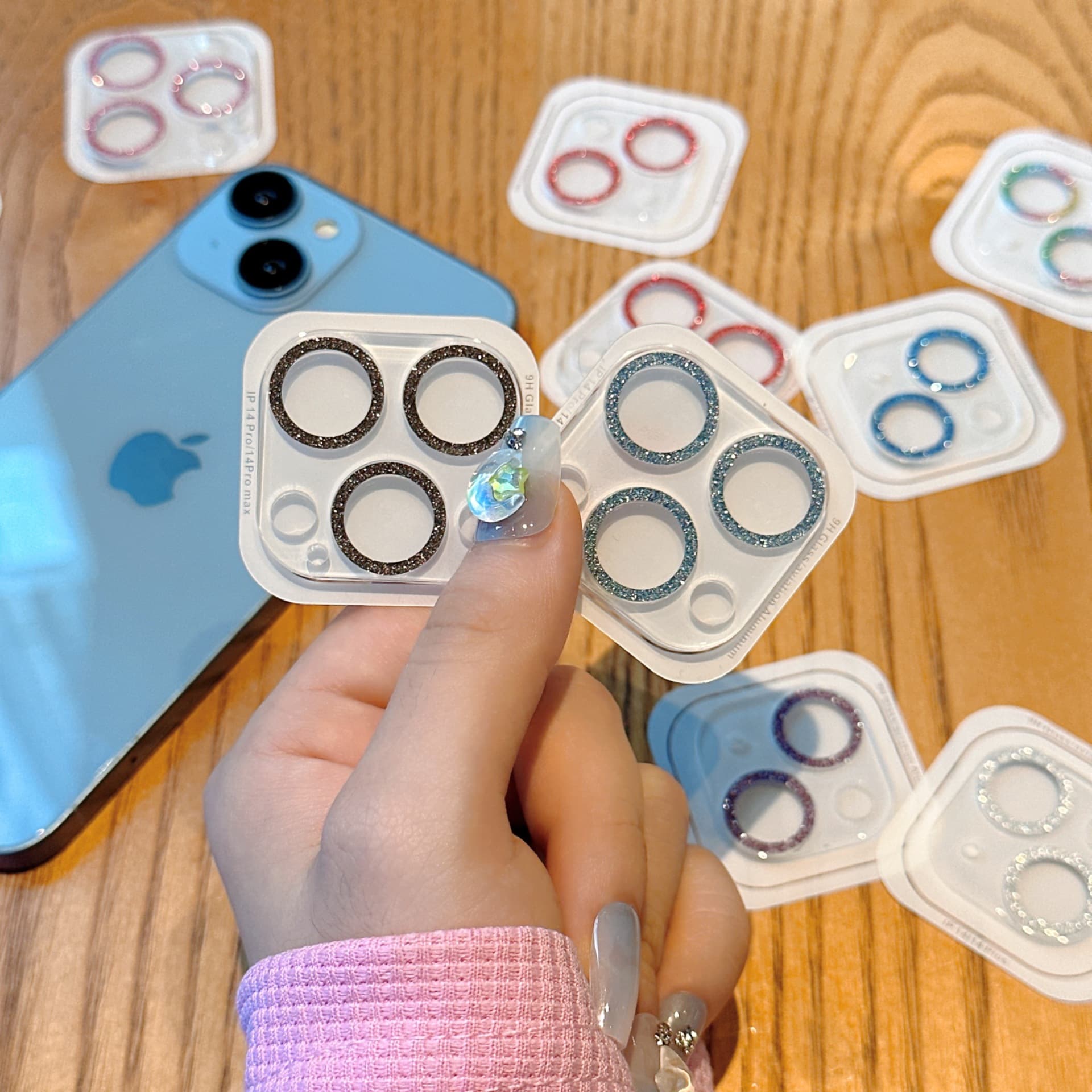 Built-in integrated glitter HD lens film for Apple 16 Pro/Pro Max phone, flash diamond lens sticker