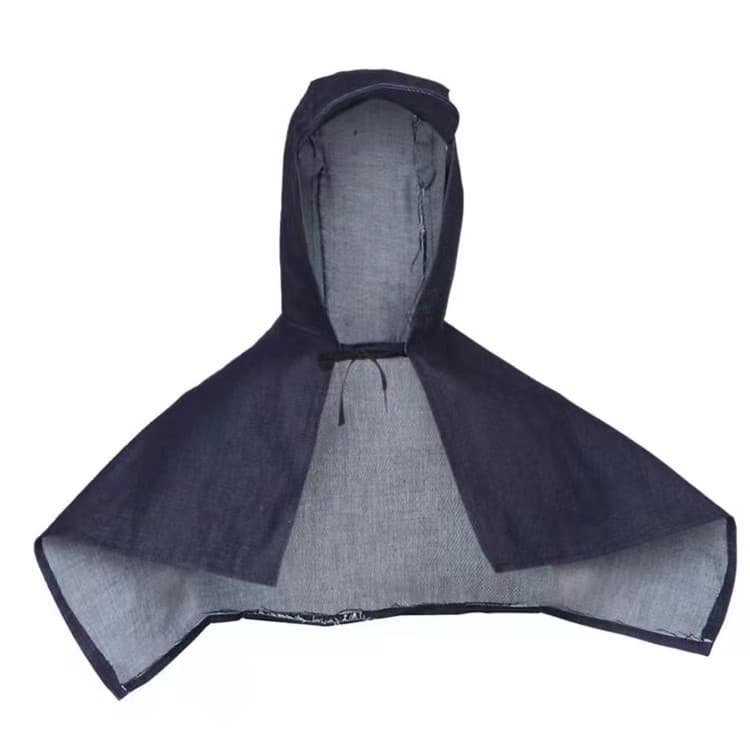 Factory wholesale denim labor protection tie-on cape hats, dust-proof cap brims, wind hoods, grinding and handling protective head canvas caps.