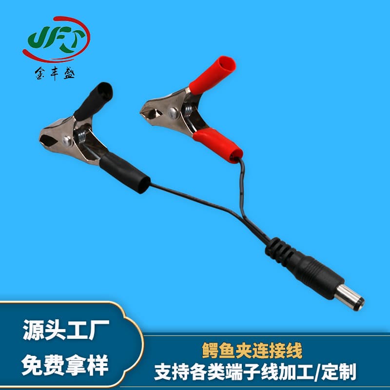 Factory Supply Large Red Black Test Wire Farm Electric Fence Jumper DC5521 Male to Alligator Clip Power Cord